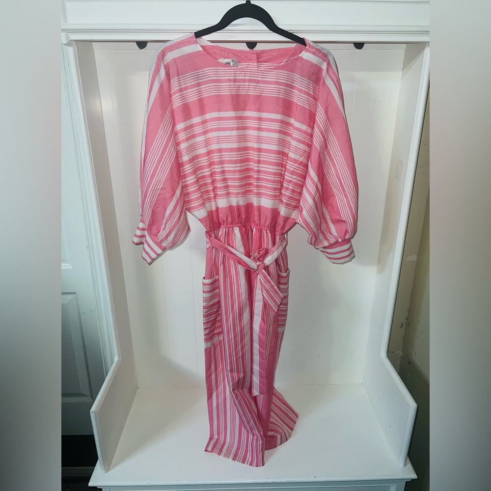 Lanvin Rare Pink Striped Vintage Tie Around Dress